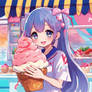 Cute Anime Jazzy Girl Melted ice cream