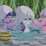 MLP Twilihgt and rarity and pinkypie  in spa