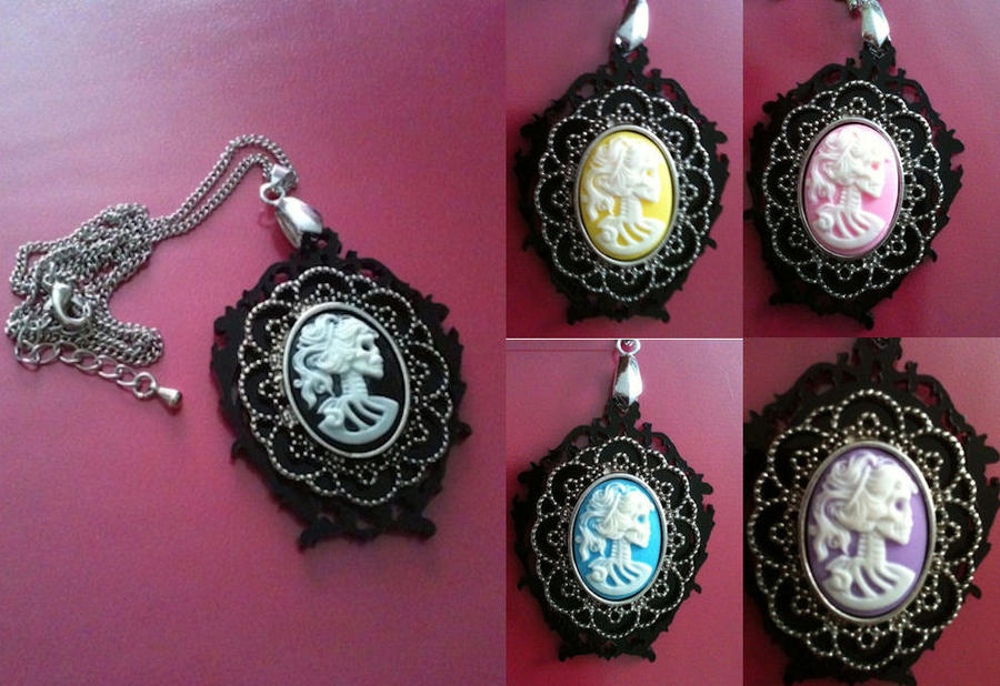 Skull Girl Cameo Necklace