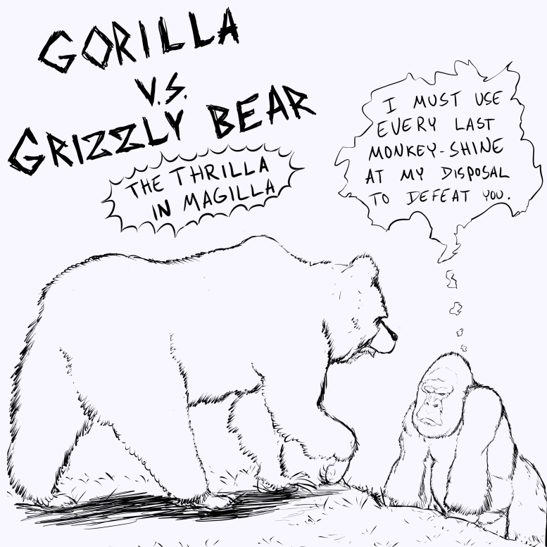 grizzly bear fighting a gorilla