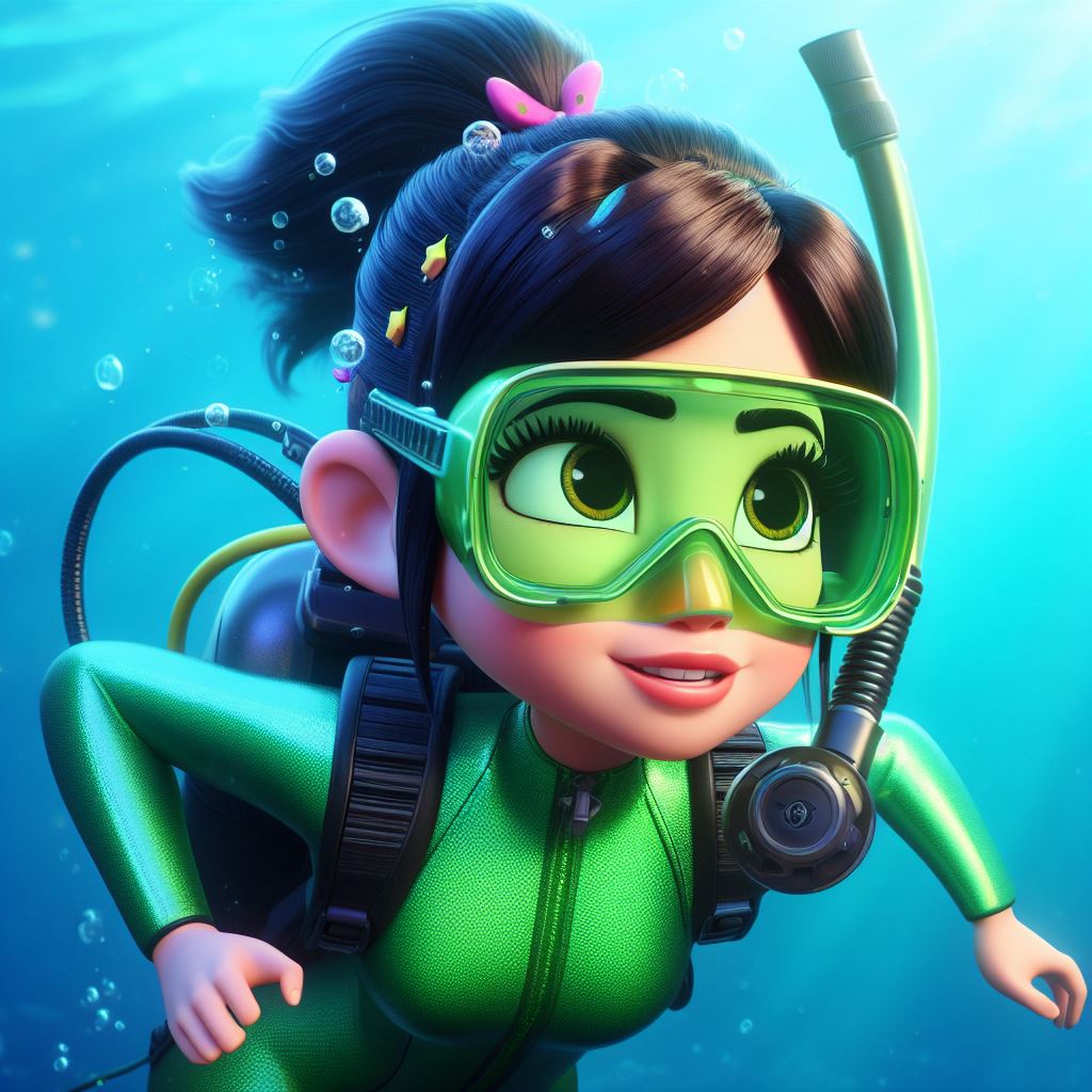 small girl scuba green wetsuit by myart70 on DeviantArt
