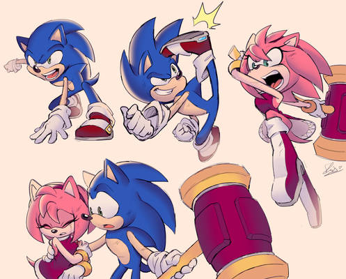 Sonic and Amy sketches