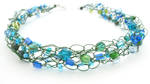 Green and Blue Wire Crochet Beaded Necklace by MoonlightCraft