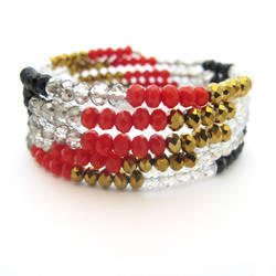 Red, Black, and Gold Memory Wire Wrap Bracelet