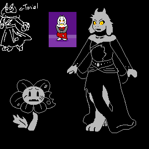 Toriel, flowey, Undertale, sprite, pixel Art, Dance, digital Art,  Animation, symmetry, yellow