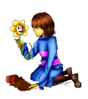 Flowey and Frisk Recolor Transparent