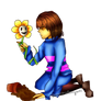 Flowey and Frisk Recolor Transparent