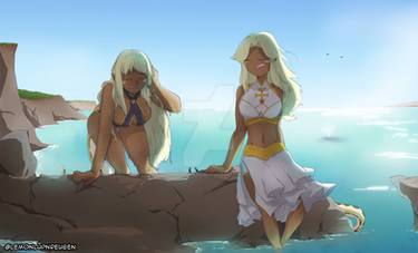 Relaxing Dragon Sisters by the Cove
