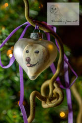 Dog portrait on a Christmas ornament