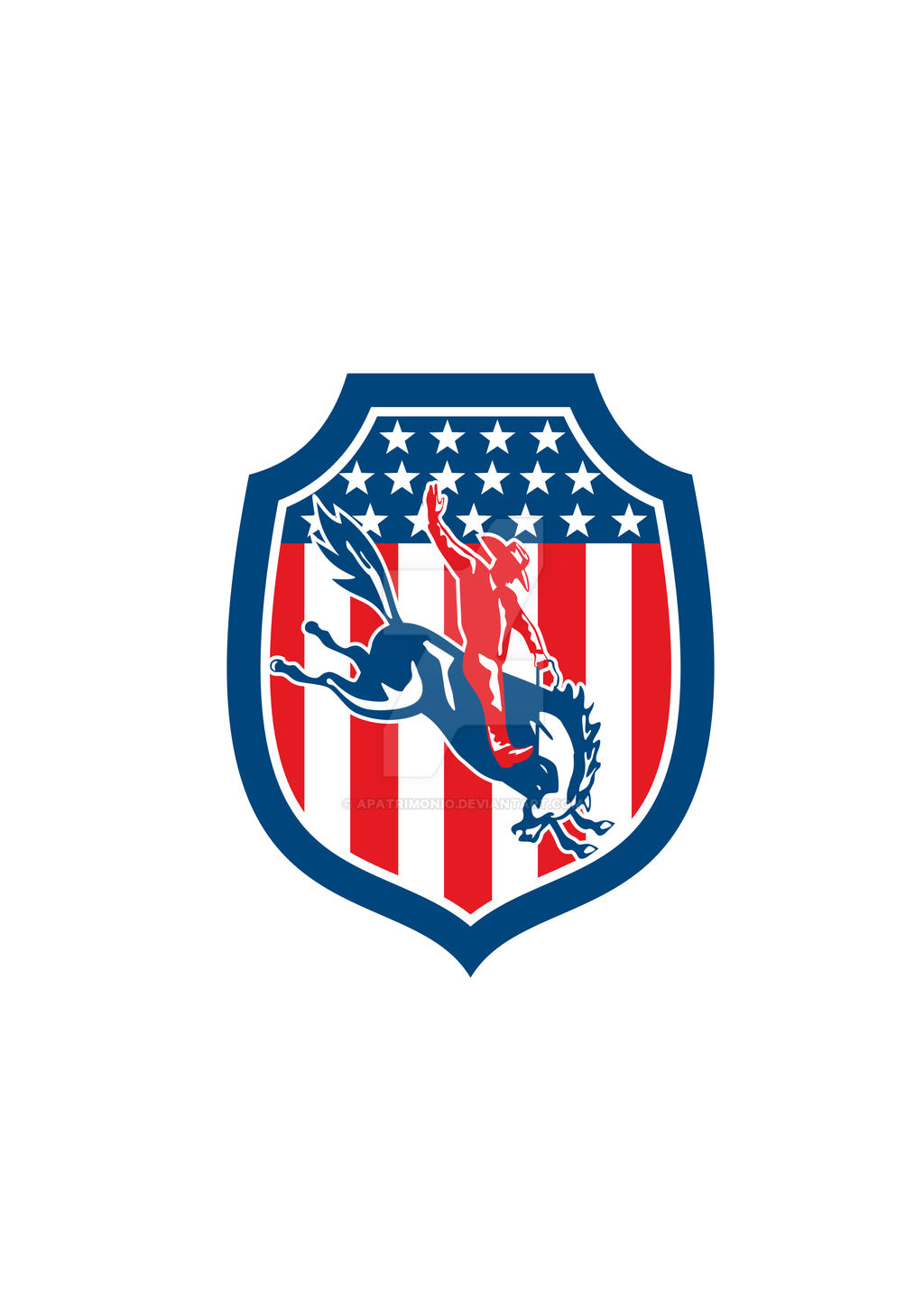 American Rodeo Cowboy Riding Bronco Shield Retro by apatrimonio on ...