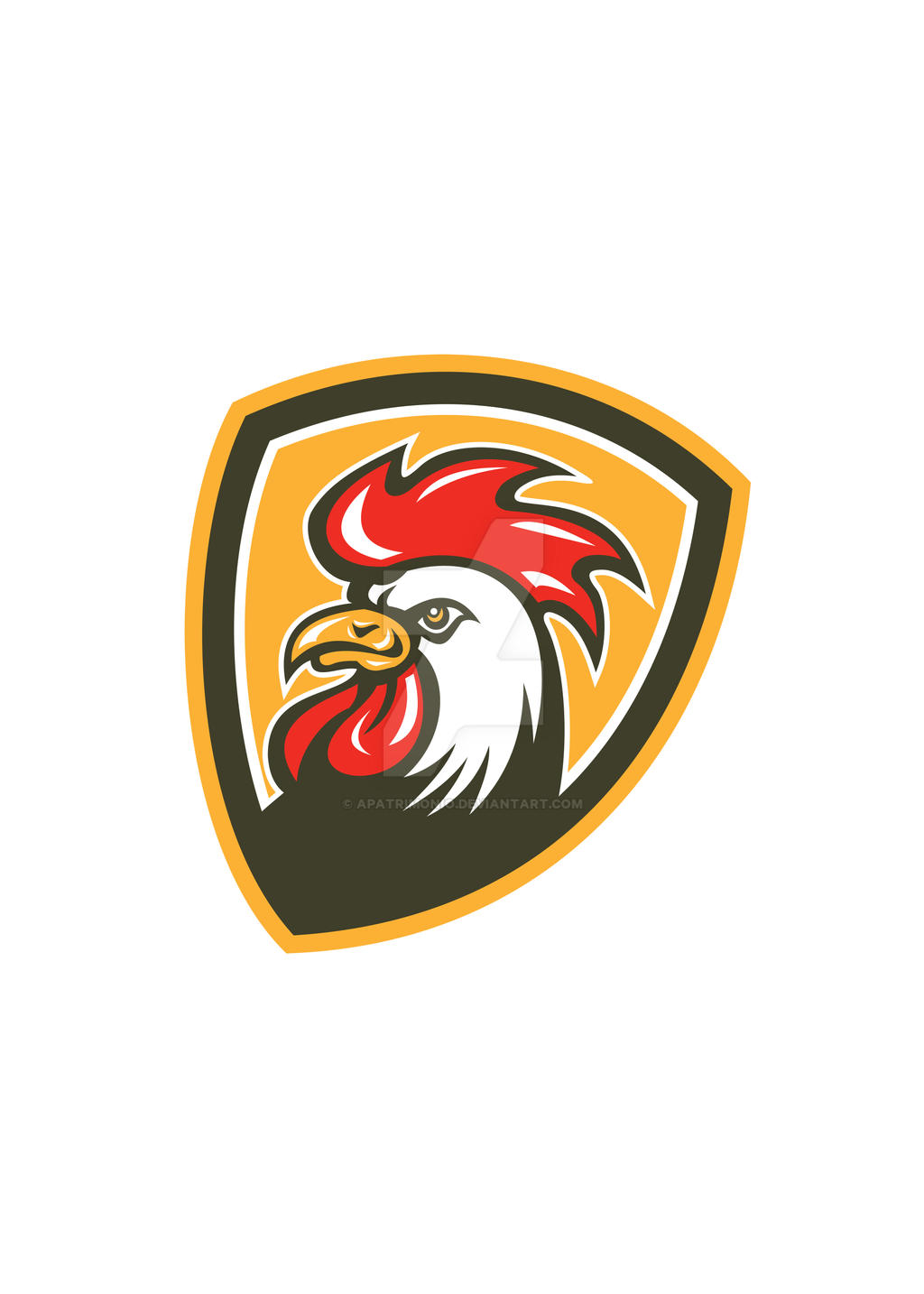 Chicken Rooster Head Mascot Shield Retro