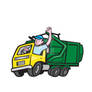 Garbage Truck Driver Waving Cartoon