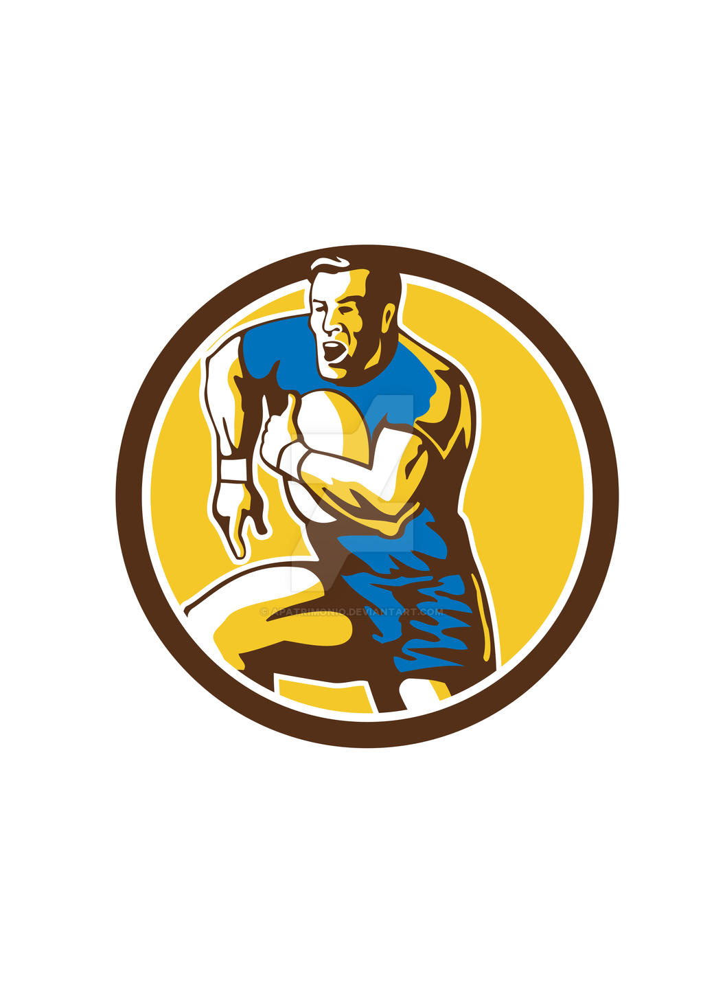 Rugby Player Running Goose Steps Circle Retro by apatrimonio on DeviantArt
