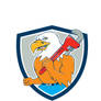 Bald Eagle Plumber Monkey Wrench Shield Cartoon