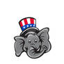 Republican Elephant Mascot Head Top Hat Cartoon