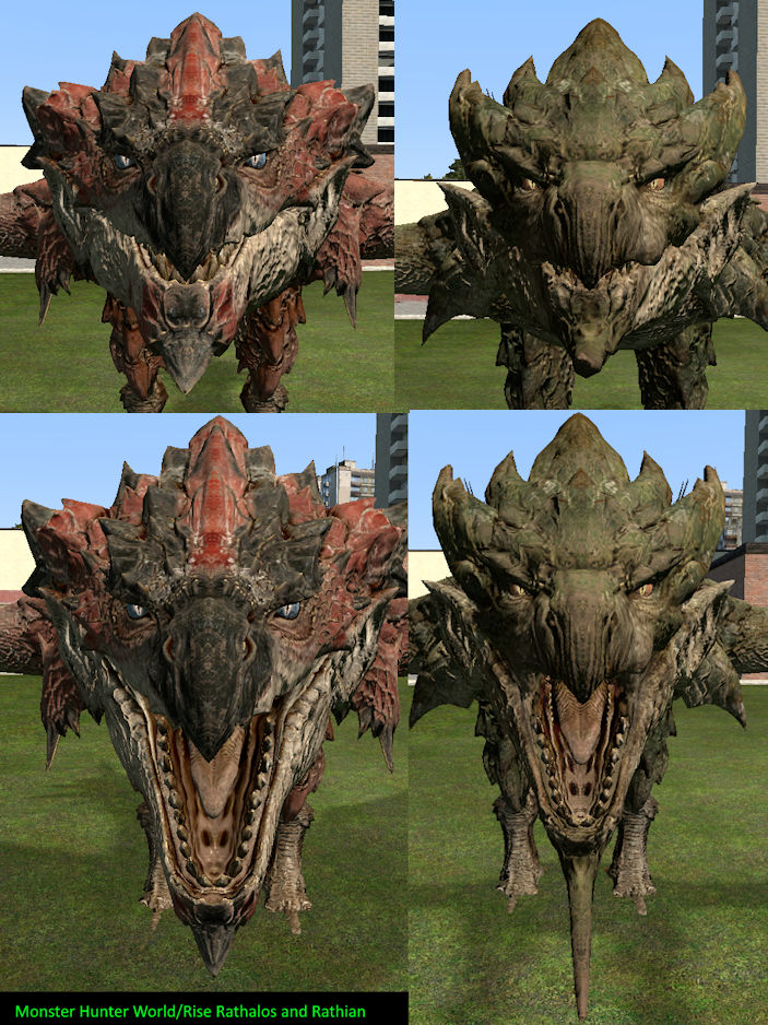 Front facing rathalos and rathian 1 by dhovorei on DeviantArt