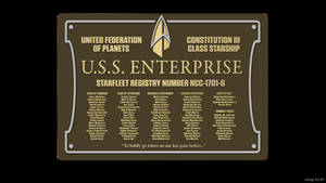 USS Enterprise G Dedication Plaque Star Trek