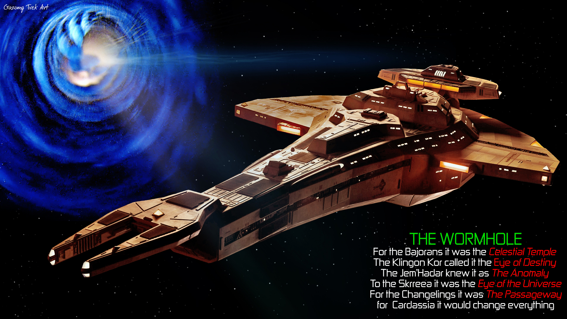 Cardassian Galor Class at the Wormhole by Gazomg on DeviantArt