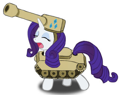 Rarity, dressed like a tank