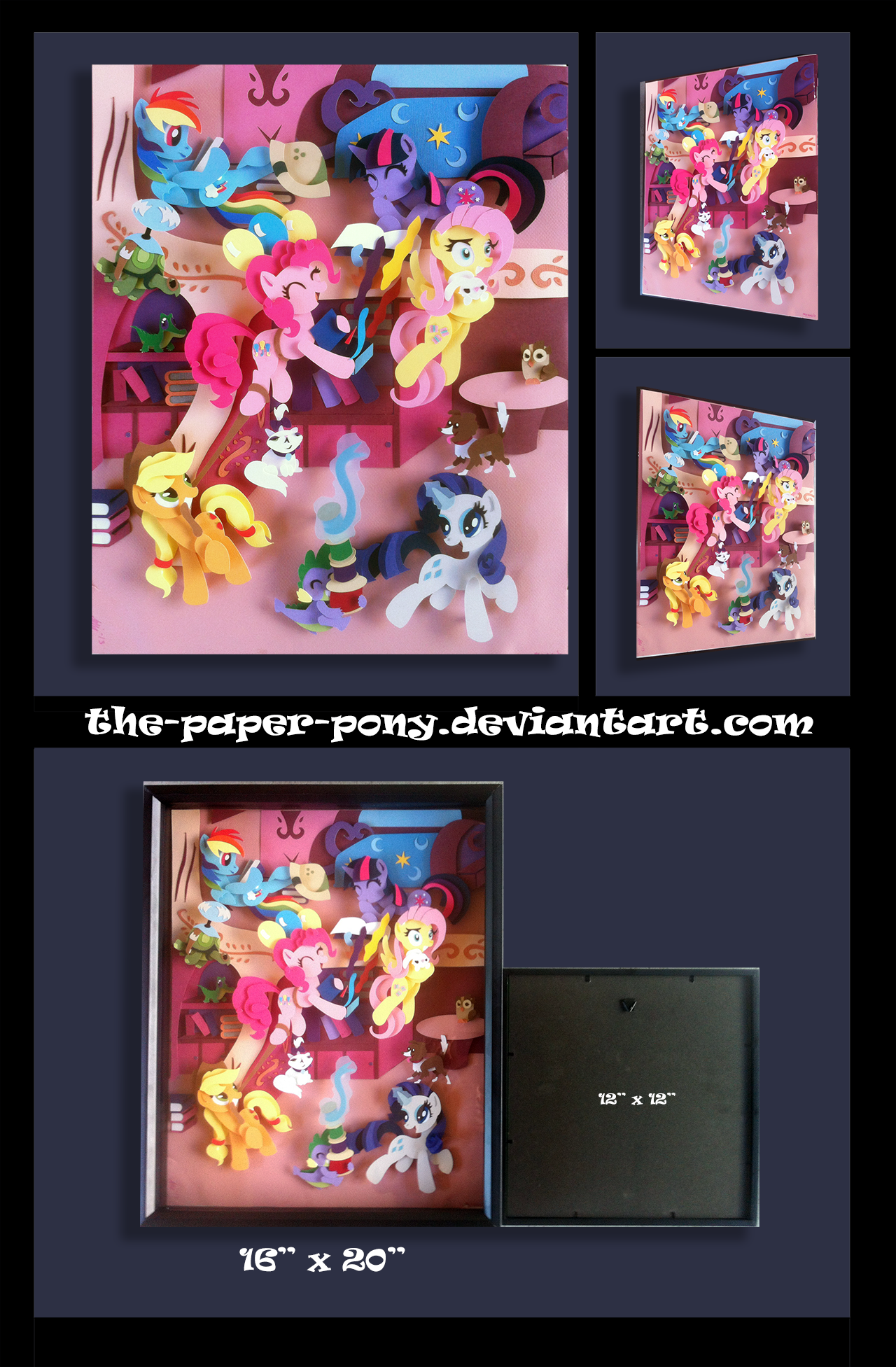 Shadowbox:  16x20 Mane 6 Library Party