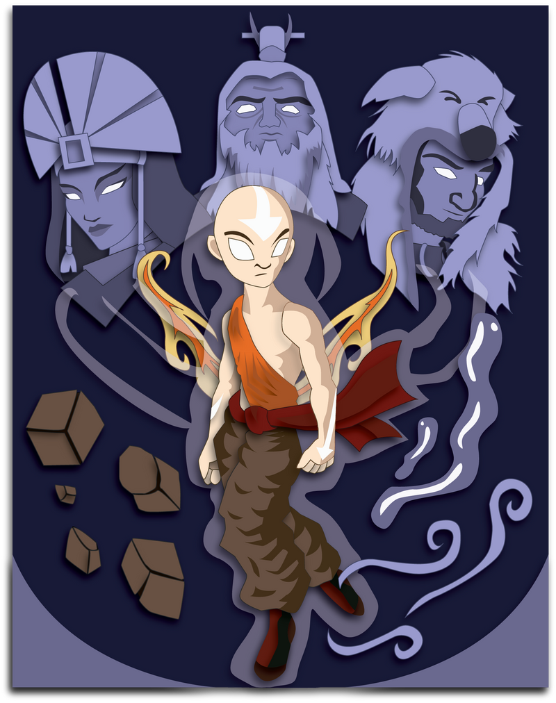 Commission:  Avatar Aang Shadowbox Mock-up