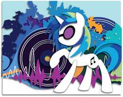 Commission:  Vinyl Scratch Shadowbox Mock-up.