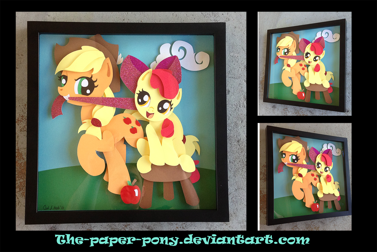 Commission:  AJ and Applebloom Shadowbox