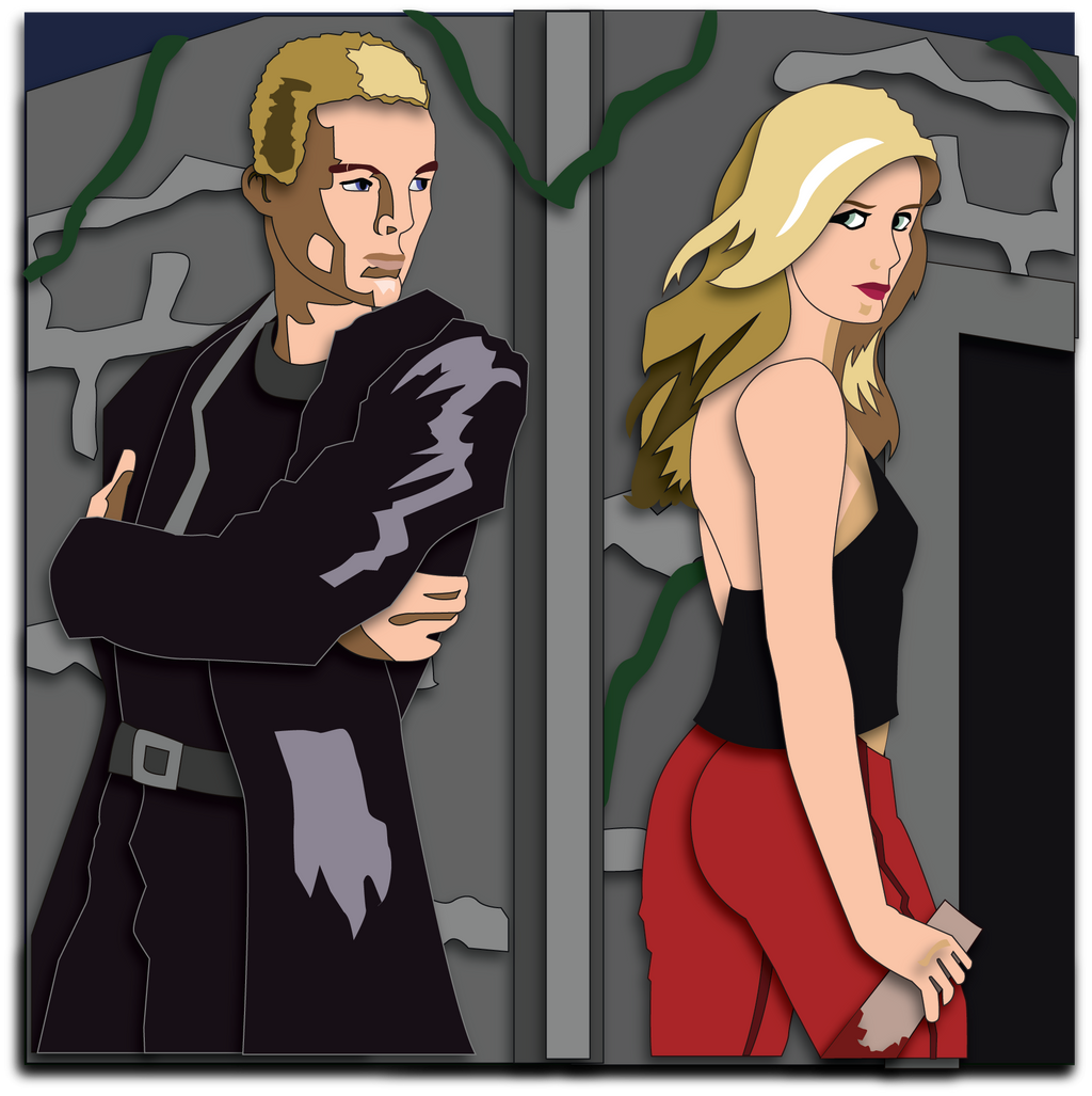 Shadowbox Mock-up:  Spike and Buffy