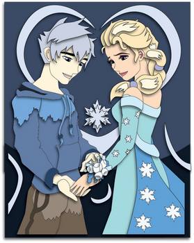 Commission: Jack and Elsa Shadowbox Mockup