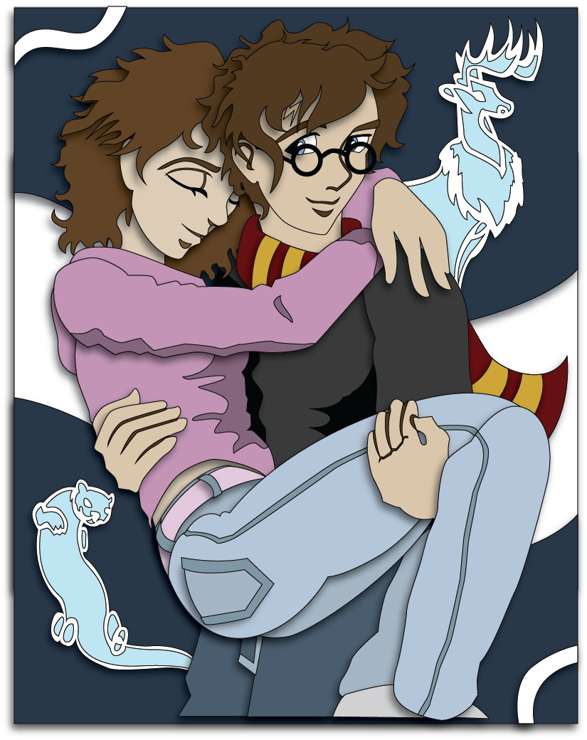 Harry and Hermione Shadowbox Mock up