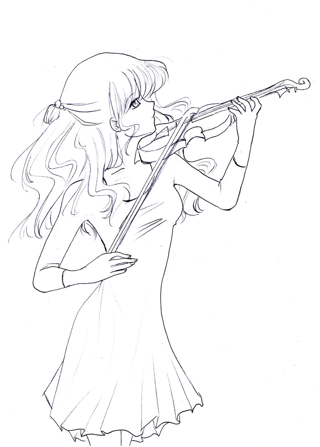 Playing the Violin Lineart