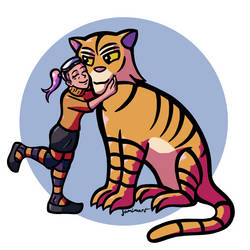 Eloise hugging Tiger