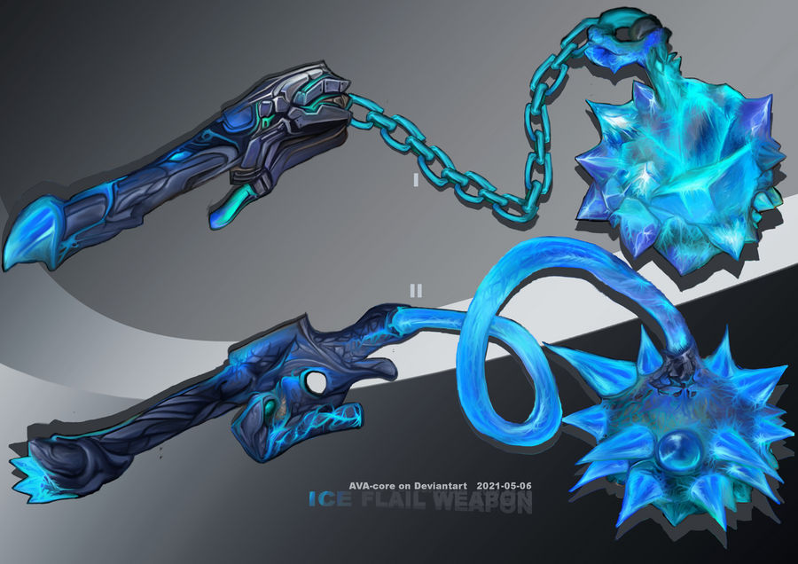 Magical Ice Rifle 2- Ice Flail weapons - Adoptables open by AVA-core on DeviantArt