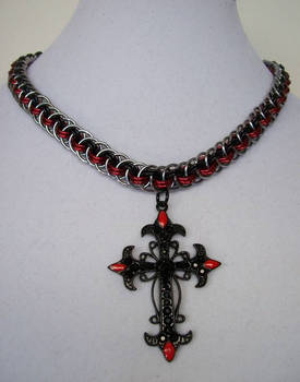 Braided Weave Necklace with Cross Pendant