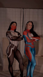 Silk and Spidergirl flexing