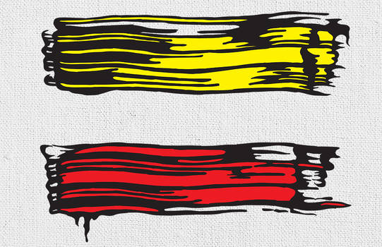 Red and Yellow Brush Strokes on Canvas