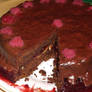 Chocolate-raspberry-nougatine cake