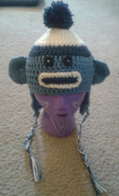 Blue Sock Monkey Hat