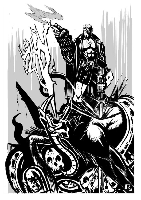 Hellboy Fanart Black and white