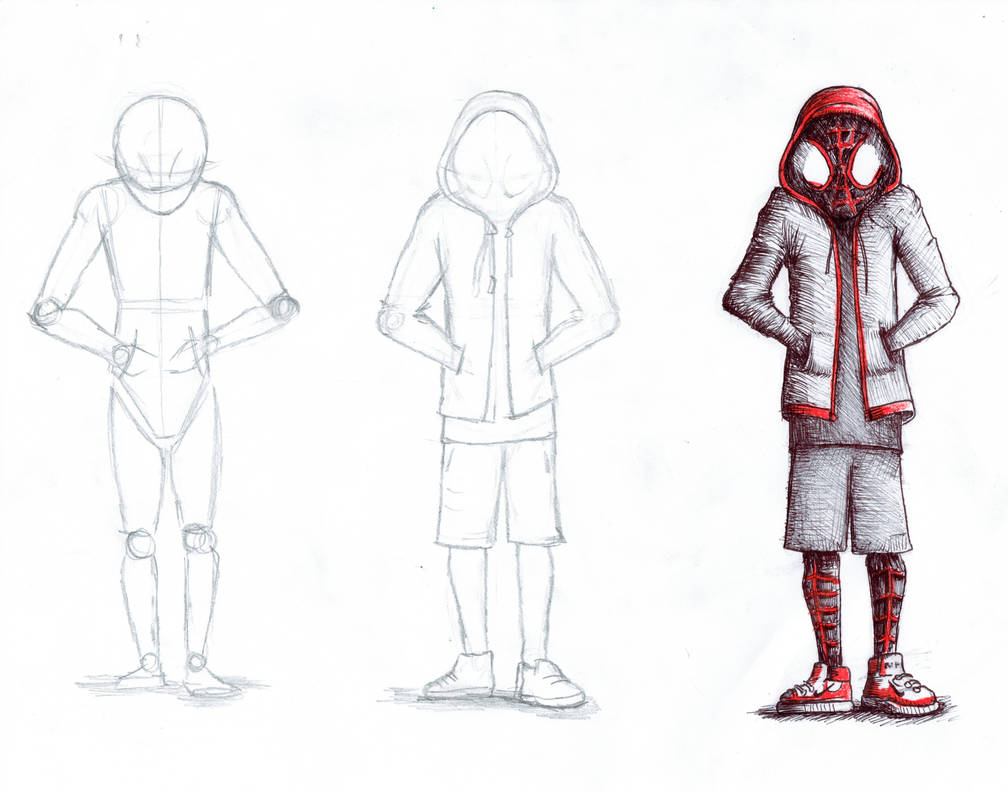Proceso de dibujado de Spiderman (Miles Morales) by AdrianZx on DeviantArt