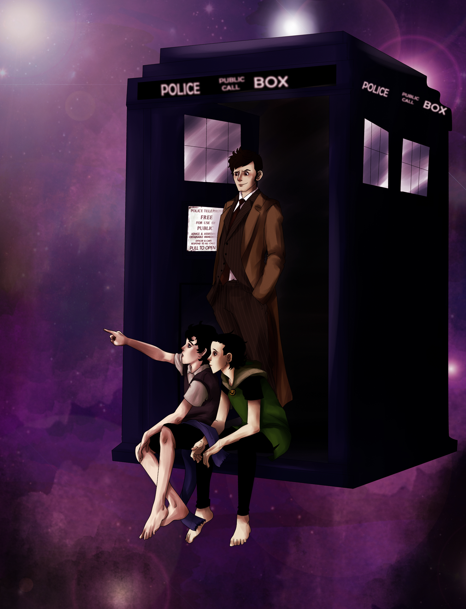 Sherlock and Loki as companions of the Doctor.