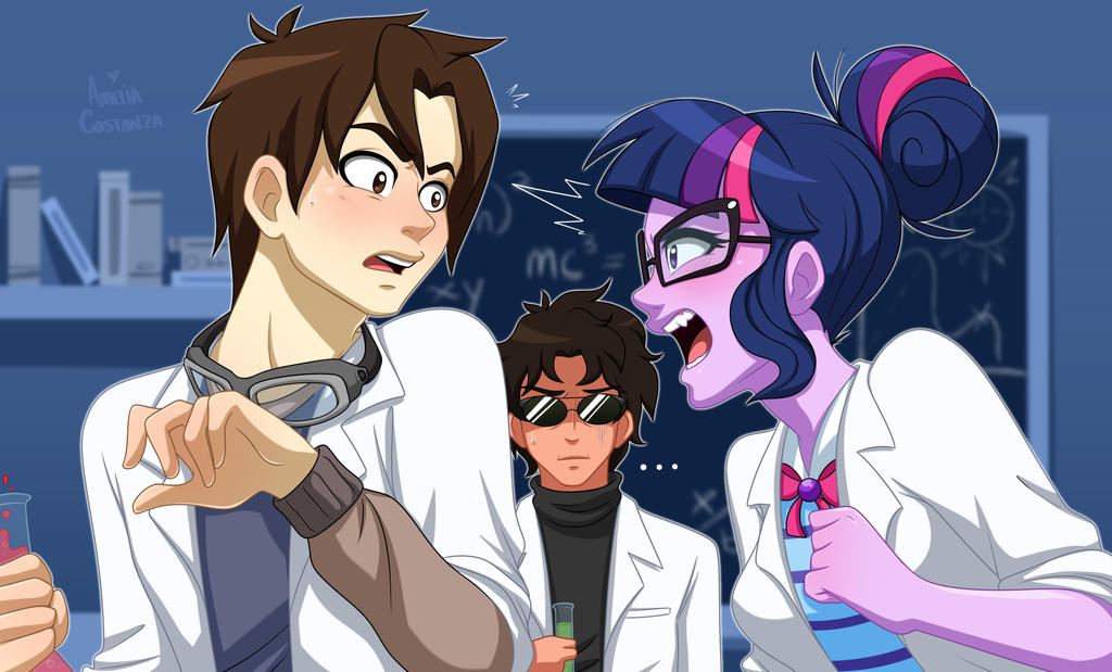 Arguing in the Lab - MLP EQG COMMISSION by ameliacostanza on DeviantArt