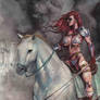 Red Sonja on warhorse