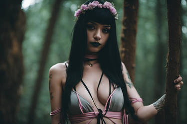 Pastel Goth Indian Egirl Tied Up In Forest