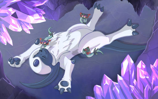Absol Dreaming in the Crystal Cavern