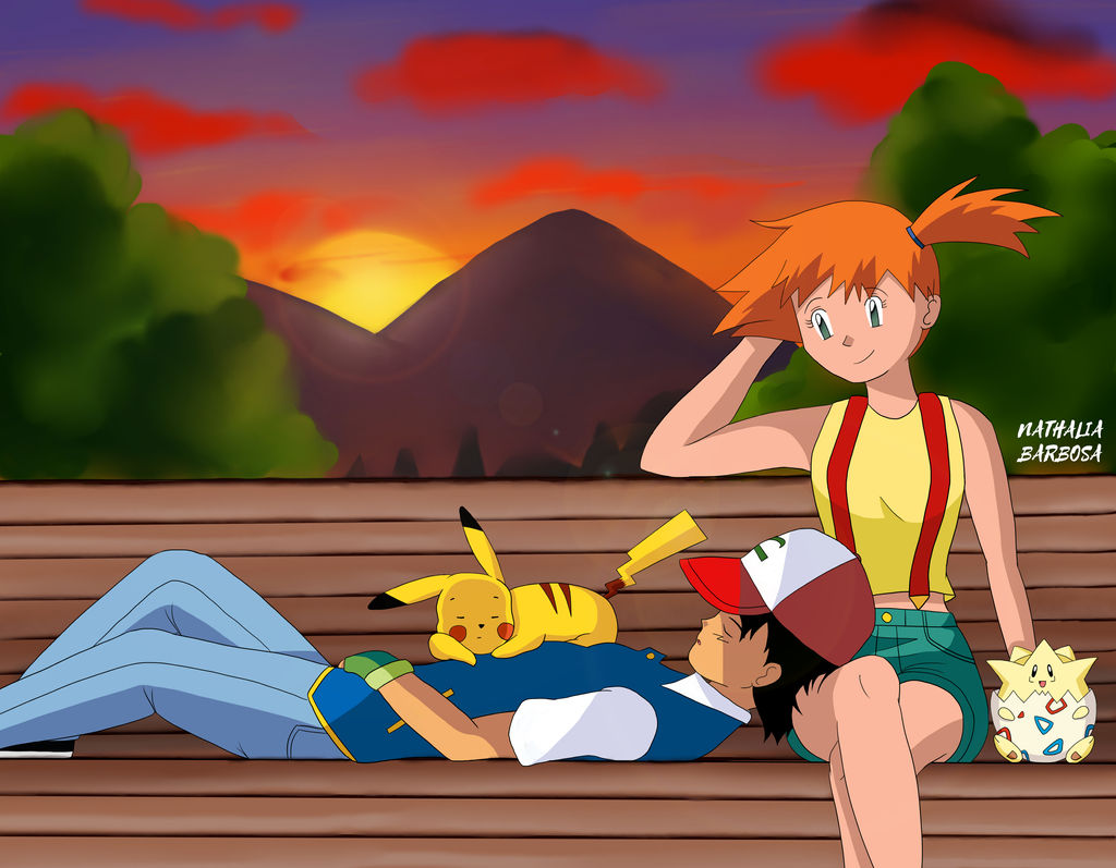 After the battle... (Ash and Misty - Pokeshipping)