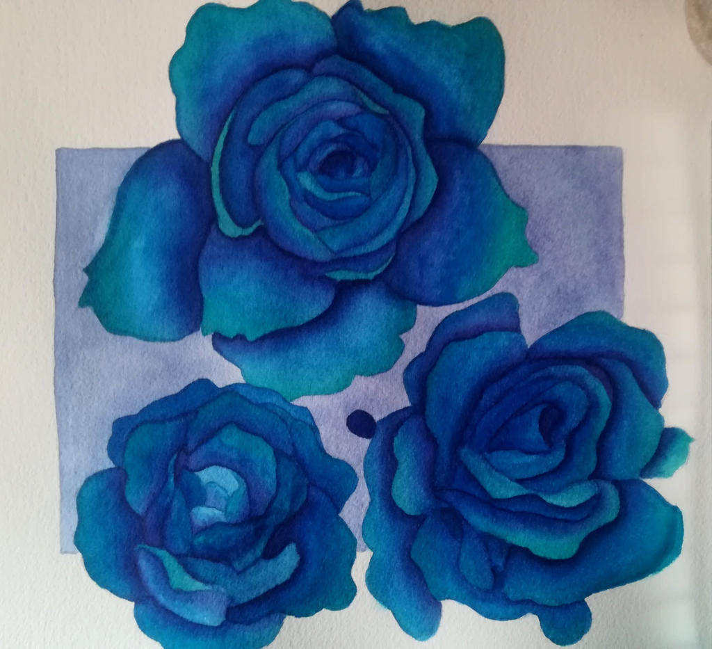 Blue Roses - Watercolor Painting by Saphir-And-Rose on DeviantArt