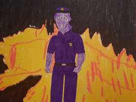 William Afton surrounded by flames