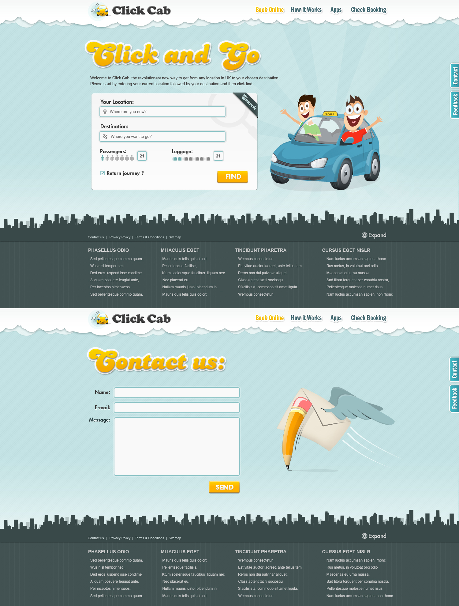 Find Cabs Landing Page