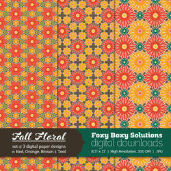Fall Floral Digital Papers - set of 3